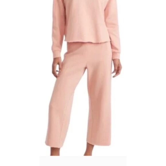 Marine Layer Shiloh Wide Leg Crop Seashell Pink Sweatpants NEW Small - Picture 1 of 10